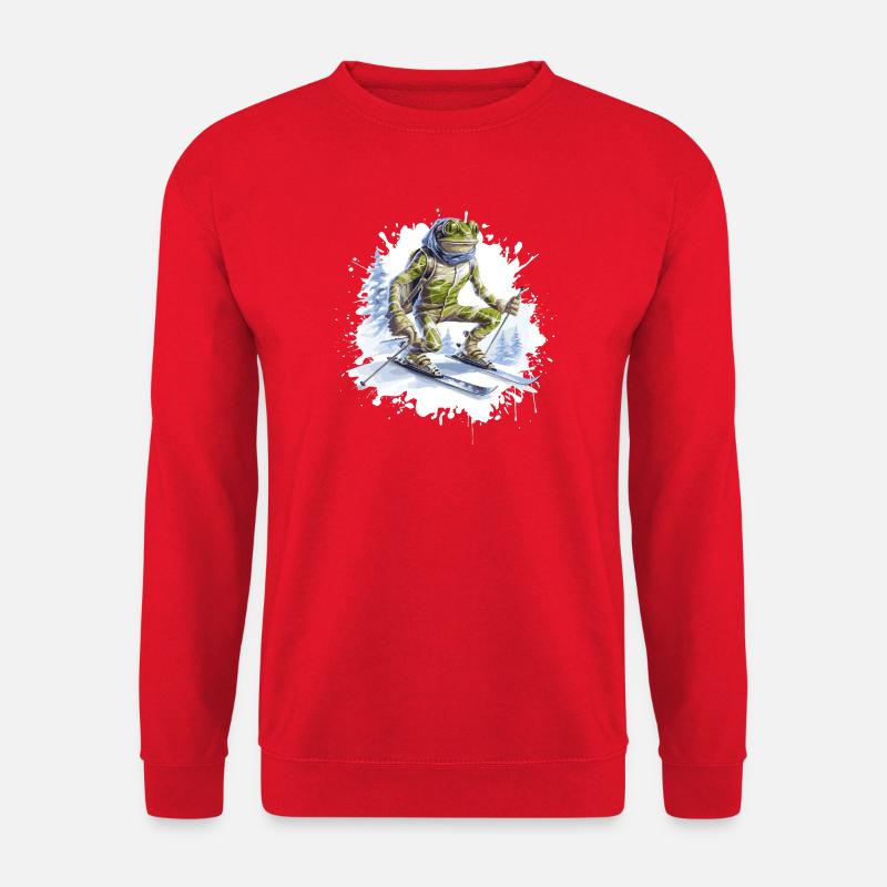 Frosch Ski Skifahren - Unisex Pullover - Rot