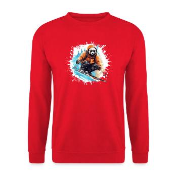 Panda Ski Skifahren - Unisex Pullover - Rot - Vorne - Alina (178cm) & Michal (187cm)