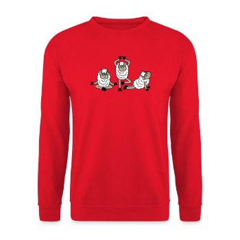 Schaf Drei Müde Erschöpft Yoga Meditation 3 Posen - Unisex Pullover - Rot - Vorne - Alina (178cm) & Michal (187cm)