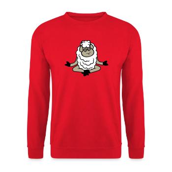 Sheep Relaxed Peaceful Yoga Lotus Meditation - Unisex Sweatshirt - red - Front - Alina (178cm) & Michal (187cm)