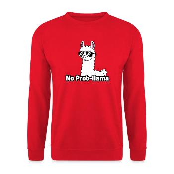 Llama with Sunglasses No Prob Mom - Unisex Sweatshirt - red - Front - Alina (178cm) & Michal (187cm)