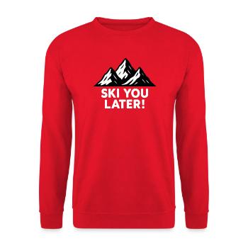 Verschneite Berge – Ski You Later! - Unisex Pullover - Rot - Vorne - Alina (178cm) & Michal (187cm)