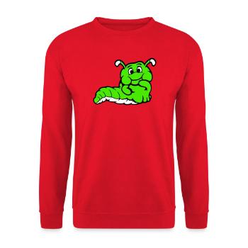 Caterpillar Worm Shy Friendly Curious Looking - Unisex Sweatshirt - red - Front - Alina (178cm) & Michal (187cm)