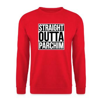 Tout droit sorti de Parchim - Sweat-shirt Unisexe - rouge - Devant - Alina (178cm) & Michal (187cm)