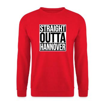 Straight Outta Hannover - Unisex Pullover - Rot - Vorne - Alina (178cm) & Michal (187cm)