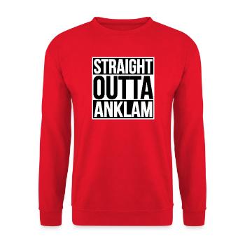 STRAIGHT OUTTA ANKLAM - Unisex Sweatshirt - red - Front - Alina (178cm) & Michal (187cm)