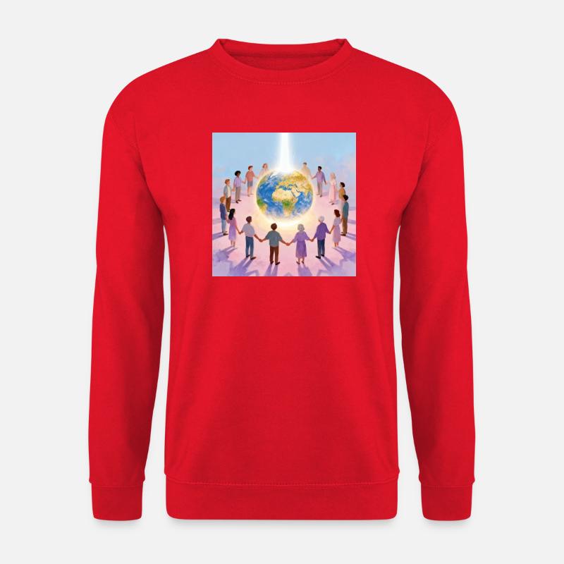 Erde umringt von Gemeinschaft - Unisex Pullover - Rot