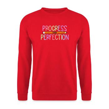 Fortschritt statt Perfektion Zurück zur Schule Leh - Unisex Pullover - Rot - Vorne - Alina (178cm) & Michal (187cm)