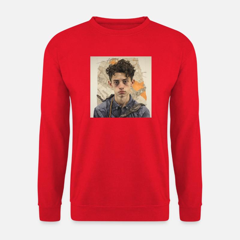 Portrait de cheveux ébouriffés en patchwork - Sweat-shirt Unisexe - rouge