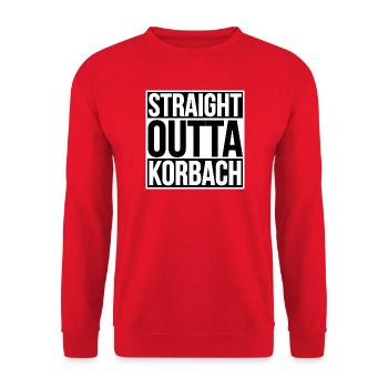 STRAIGHT OUTTA KORBACH - Unisex Sweatshirt - red - Front - Alina (178cm) & Michal (187cm)