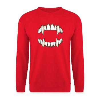 Bloody Bites: Vampire Teeth Halloween Party - Unisex Sweatshirt - red - Front - Alina (178cm) & Michal (187cm)