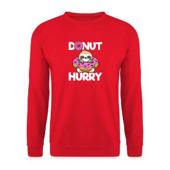 Beignet Hurry Sloth Beignet - Sweat-shirt Unisexe - rouge - Devant - Alina (178cm) & Michal (187cm)
