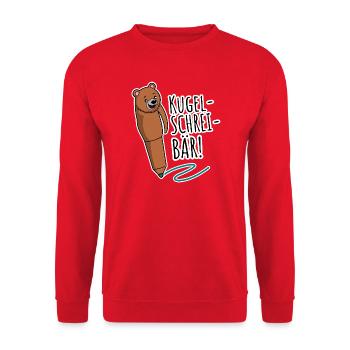 Kugelschrei-Bär! Kategorie dümmste Witze aber hey - Unisex Pullover - Rot - Vorne - Alina (178cm) & Michal (187cm)