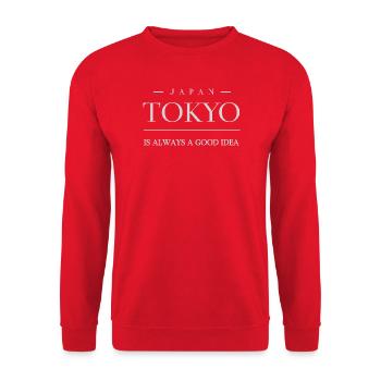 Tokyo ist immer eine gute Idee - Japan & TOKYO  - Unisex Pullover - Rot - Vorne - Alina (178cm) & Michal (187cm)