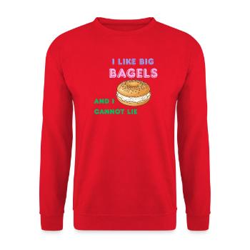 Big Bagels Funny Breakfast Shirt - Unisex Sweatshirt - red - Front - Alina (178cm) & Michal (187cm)