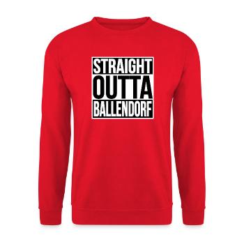 Straight Outta Ballendorf - Unisex Pullover - Rot - Vorne - Alina (178cm) & Michal (187cm)