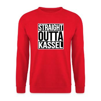 Straight Outta Kassel - Unisex Pullover - Rot - Vorne - Alina (178cm) & Michal (187cm)