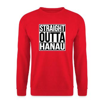 STRAIGHT OUTTA HANAU - Unisex Pullover - Rot - Vorne - Alina (178cm) & Michal (187cm)