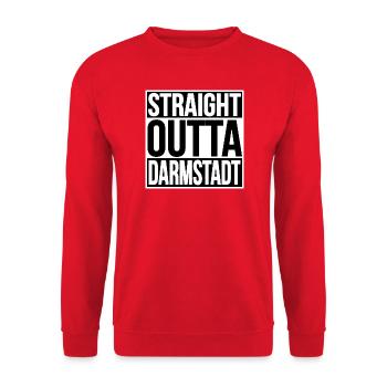 Straight Outta Darmstadt - Unisex Sweatshirt - red - Front - Alina (178cm) & Michal (187cm)