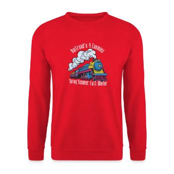 Colorful steam locomotive seasons, delay train - Unisex Sweatshirt - red - Front - Alina (178cm) & Michal (187cm)