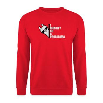 I Identify As A Probllama Cool Lama Problem Spruch - Unisex Sweatshirt - red - Front - Alina (178cm) & Michal (187cm)