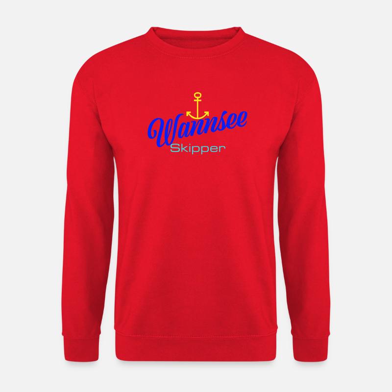 Berlin: Wannsee-Skipper mit Anker - Unisex Pullover - Rot