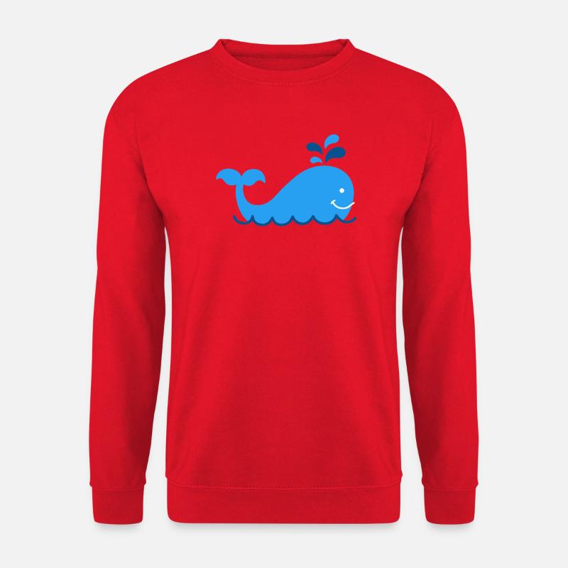 Nautic Design Blauwal Splash Karikatur - Unisex Pullover - Rot