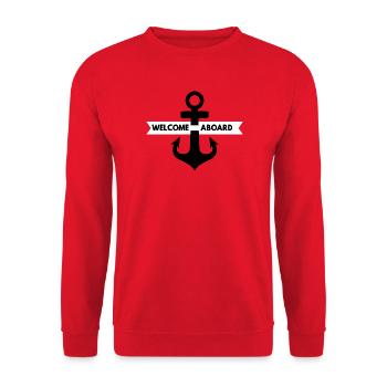 Nautic Design Welcome Aboard Ribbon Anchor - Unisex Sweatshirt - red - Front - Alina (178cm) & Michal (187cm)
