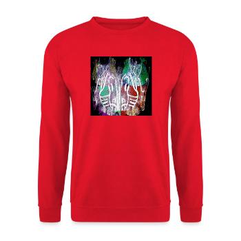 Neon Skeletal Hands Split Art - Unisex Sweatshirt - red - Front - Alina (178cm) & Michal (187cm)