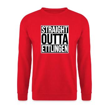 Straight Outta Ettlingen - Unisex Pullover - Rot - Vorne - Alina (178cm) & Michal (187cm)