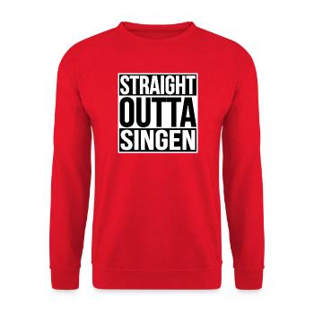 Straight Outta Singen - Unisex Pullover - Rot - Vorne - Alina (178cm) & Michal (187cm)