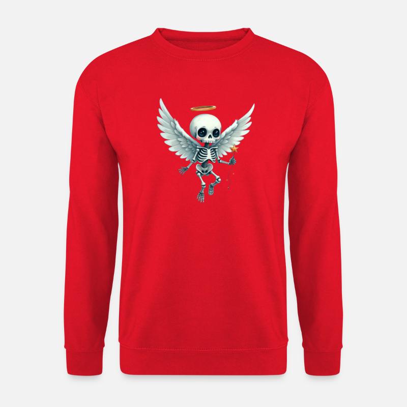 Geflügeltes Skelett mit Sternenhalo - Unisex Pullover - Rot