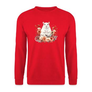 Ratte - Unisex Pullover - Rot - Vorne - Alina (178cm) & Michal (187cm)