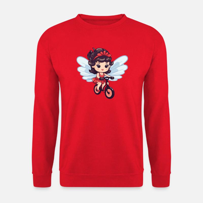 Fairy Cute Bicycle Comic - Unisex Sweatshirt - red