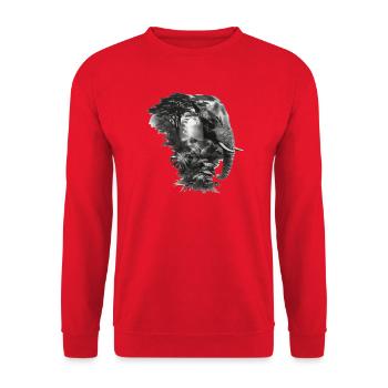 Elefant Dschungel Silhouette Doppel - Unisex Pullover - Rot - Vorne - Alina (178cm) & Michal (187cm)