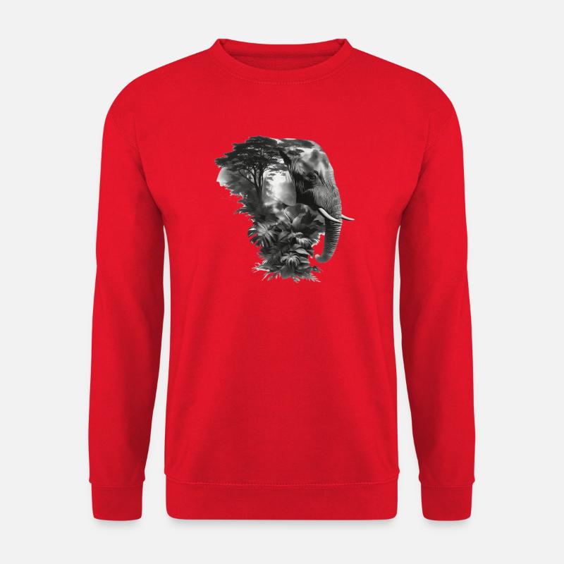 Elephant Jungle Silhouette Double - Unisex Sweatshirt - red