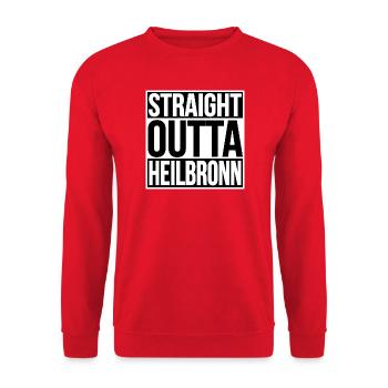 Straight Outta Heilbronn - Unisex Sweatshirt - red - Front - Alina (178cm) & Michal (187cm)