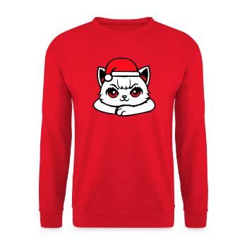 Cat Confident Santa Hat Cute Kitten - Unisex Sweatshirt - red - Front - Alina (178cm) & Michal (187cm)