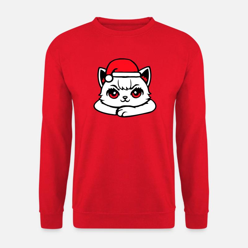 Cat Confident Santa Hat Cute Kitten - Unisex Sweatshirt - red
