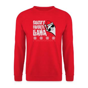 Santa's Favorite Llama Cool Side Sunglasses - Unisex Sweatshirt - red - Front - Alina (178cm) & Michal (187cm)