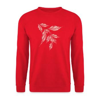 Motif de feuilles délicatement scintillant et léger comme une plume - Sweat-shirt Unisexe - rouge - Devant - Alina (178cm) & Michal (187cm)
