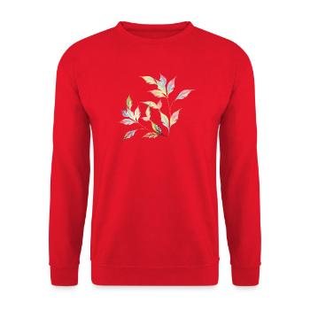 Delicately Shimmering Leaf Arrangement – Nature Art - Unisex Sweatshirt - red - Front - Alina (178cm) & Michal (187cm)