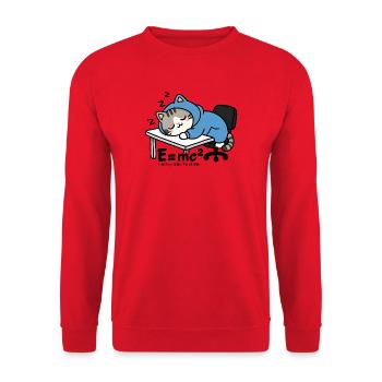 E = mc² - Sleeper Cat in Blue Pyjamas - Unisex Sweatshirt - red - Front - Alina (178cm) & Michal (187cm)