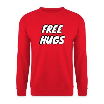 Free Hugs Bold Pop Typography - Unisex Sweatshirt - red - Front - Alina (178cm) & Michal (187cm)