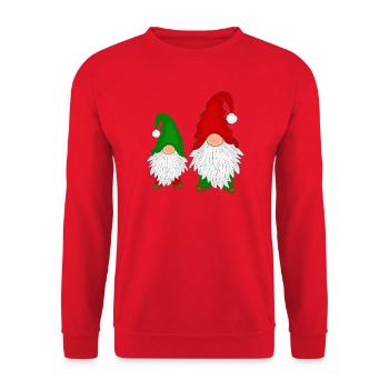 lustige Wichtel - Unisex Pullover - Rot - Vorne - Alina (178cm) & Michal (187cm)