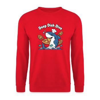 Deep Dish Dive Shark Chef - Unisex Sweatshirt - red - Front - Alina (178cm) & Michal (187cm)