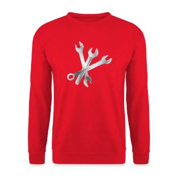 Schraubenschlüssel-Set – Werkzeug & Handwerkskunst - Unisex Pullover - Rot - Vorne - Alina (178cm) & Michal (187cm)
