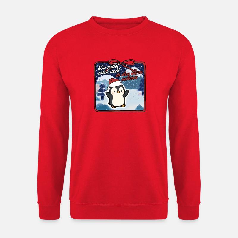 Pinguin Weihnachten Du willst mich wohl - Unisex Pullover - Rot