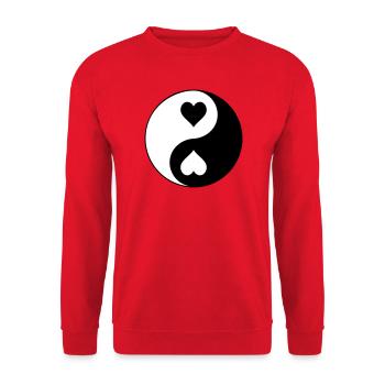Heart YinYang Contrast - Unisex Sweatshirt - red - Front - Alina (178cm) & Michal (187cm)