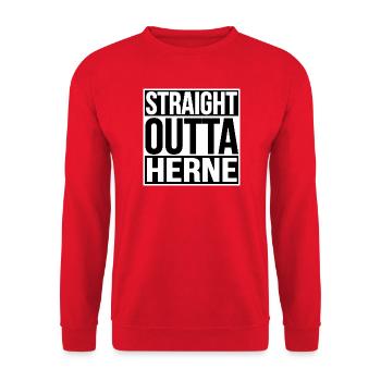 STRAIGHT OUTTA HERNE - Unisex Pullover - Rot - Vorne - Alina (178cm) & Michal (187cm)